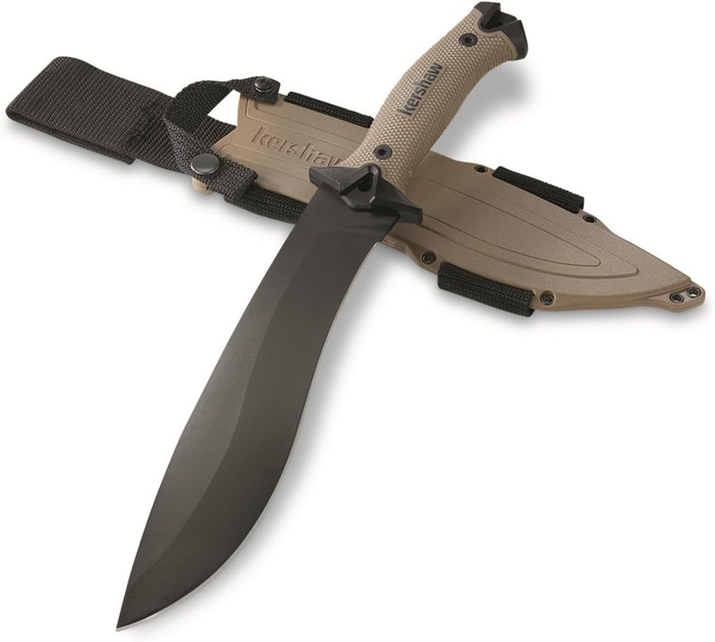 Kershaw Camp 10 - Tan Machete, Fixed Blade Knife, 10-in. 65Mn Carbon Steel Blade Includes Sheath, Camp Series Machete, Outdoor and Survival Tool - Image 1